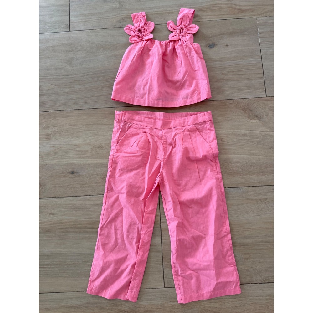 Mayoral Girls Pink 2 Piece Set Floral Applique Top and Trousers Size 5 110cm
